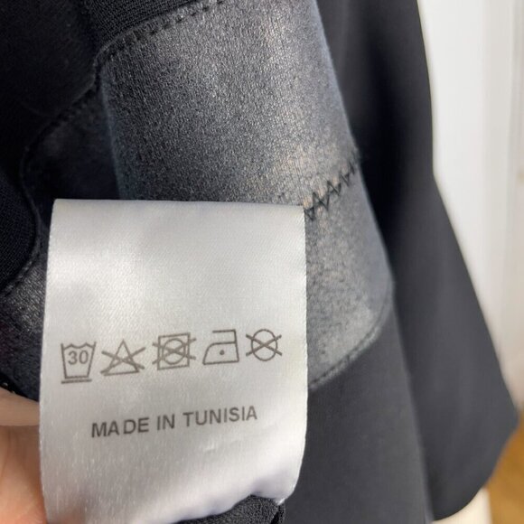 SANDRO‎ Sheat Faux-Leather Stripes Two-tone Black Office Dress Sz US 4 Small - Picture 6 of 7